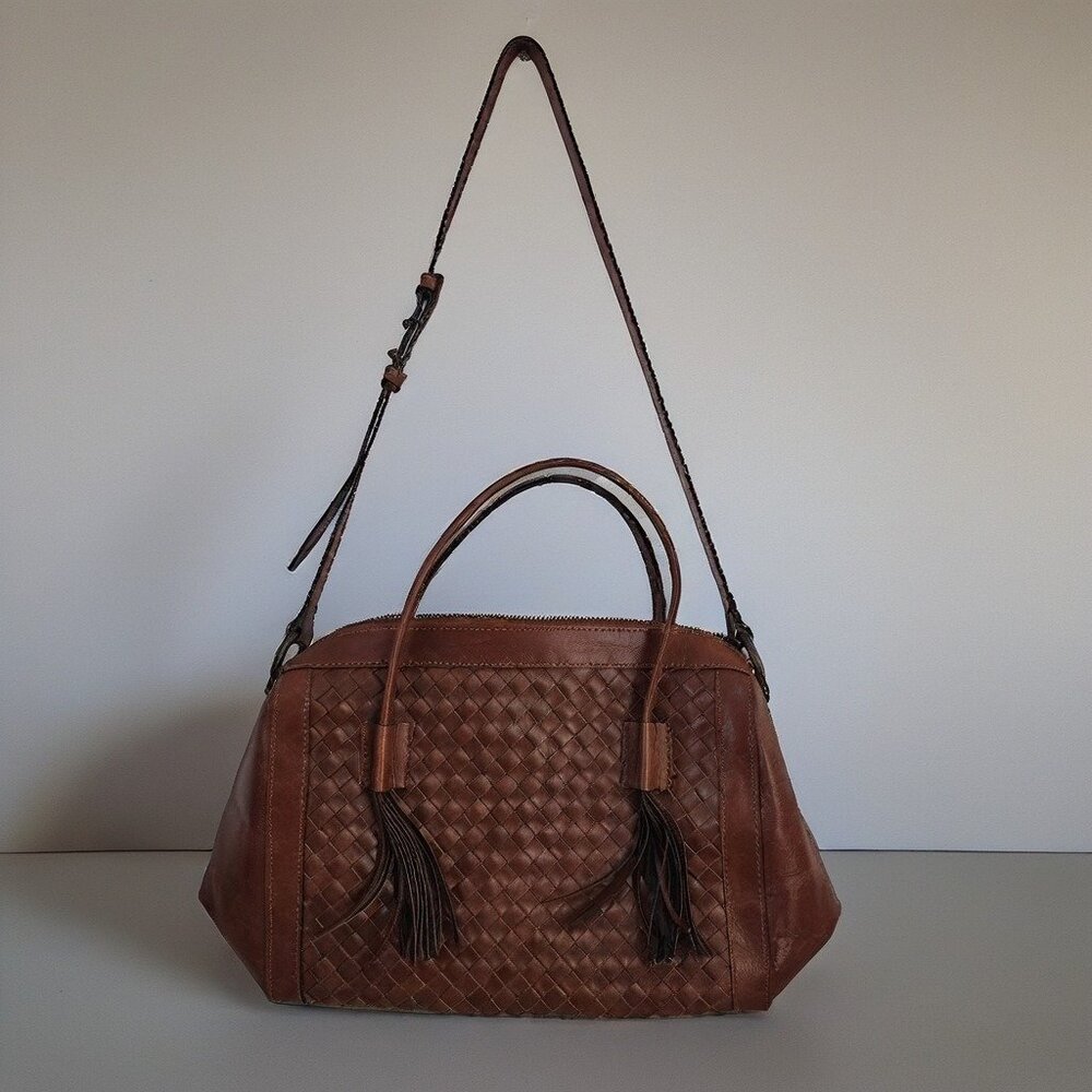 Noonday Monterey Shoulder or Hand Bag/Purse-Brown Woven Leather